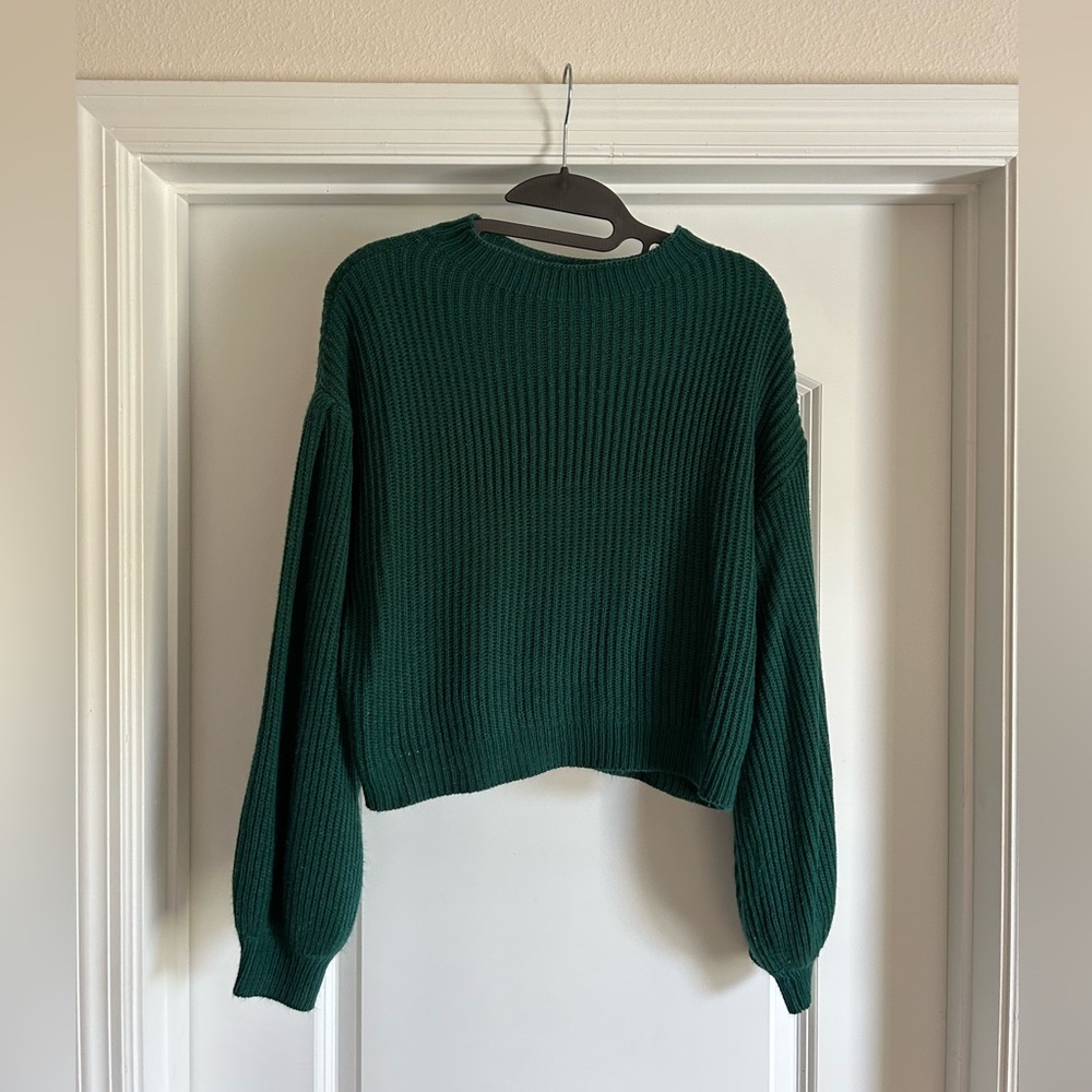 Cropped Emerald Green Sweater